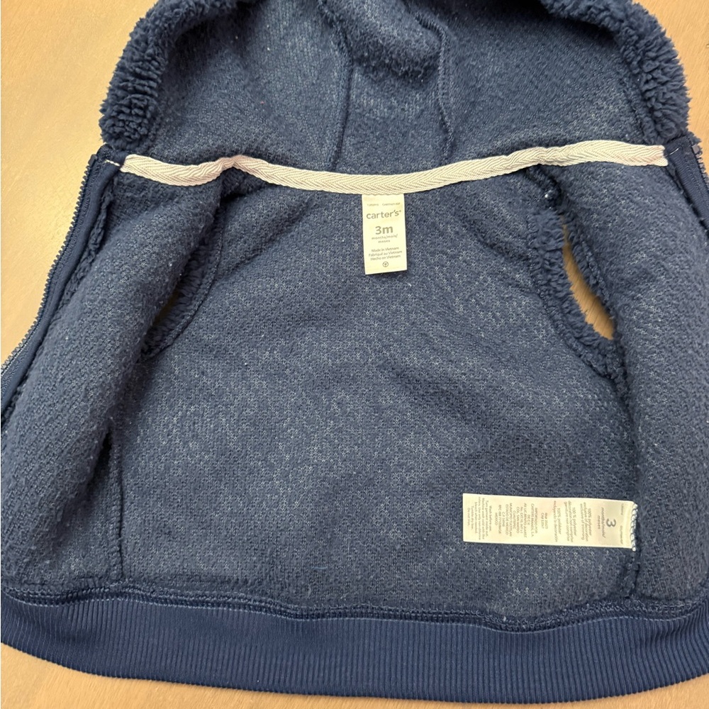 Carter's Navy Blue Fleece Hooded Vest,  3M - Picture 3 of 4
